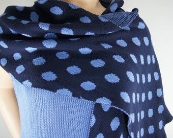 Sknitted tola/schouderdoek/XXL sjaal/blauw