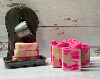 Pink Amber & Vanilla Cold Process Soap. Handmade Soap.