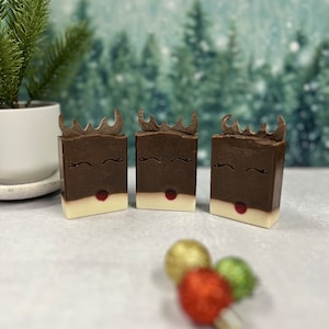 Rudolph!! Hot Cocoa Scented Cold Process Soaps. Christmas Soap. Christmas Gifts. Stocking Stuffers. Handmade Soaps. Artisan Soaps.