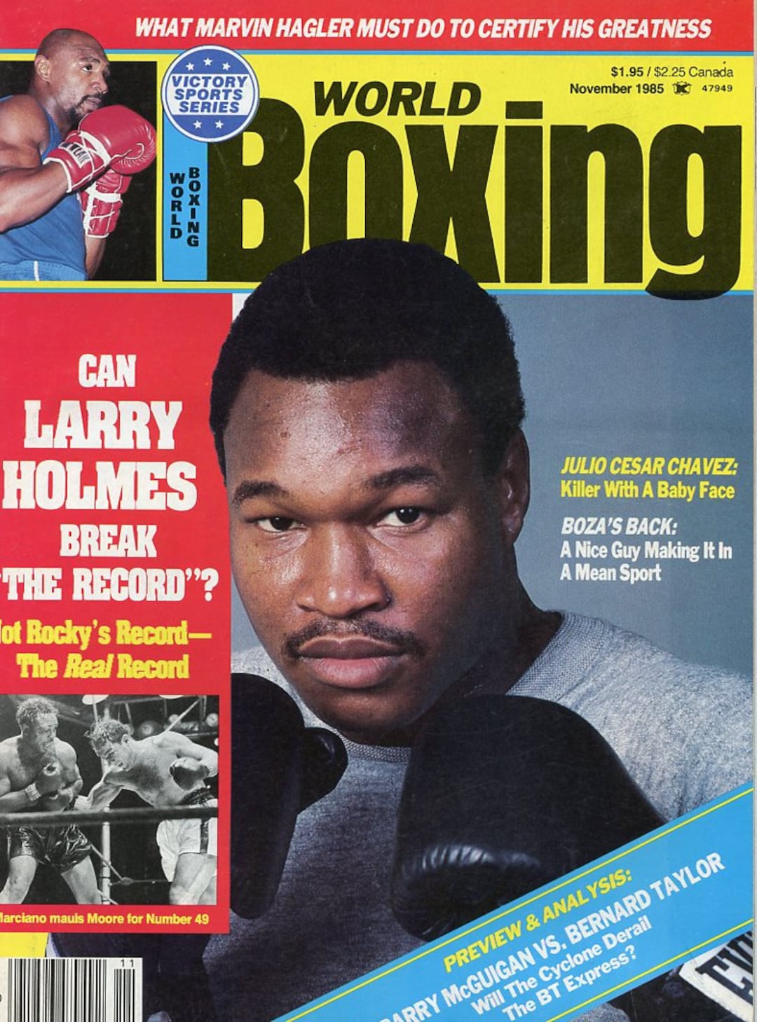 World Boxing Magazine Larry Holmes Cover Marvin Hagler November 1985 Etsy