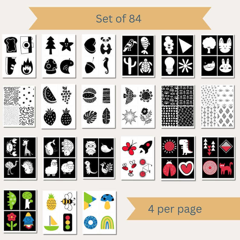 High Contrast Cards for Newborns Black and White Baby Cards Etsy