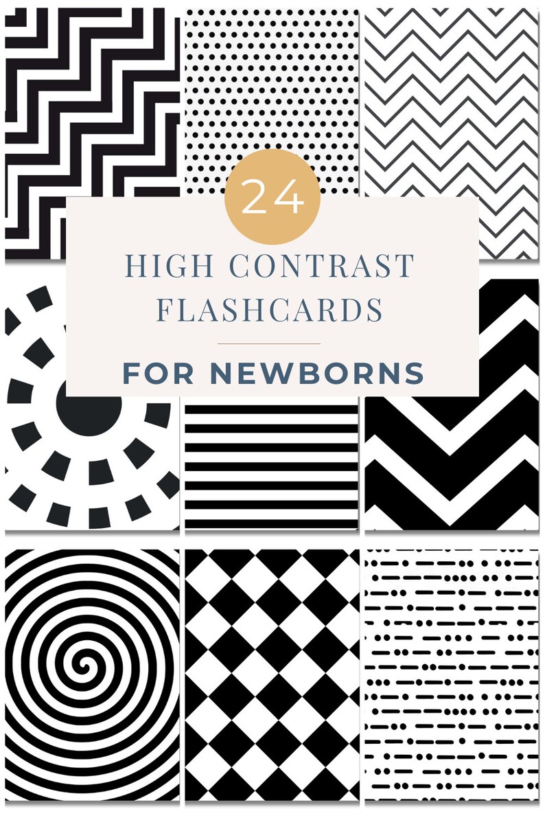 High Contrast Flashcards for Newborn Visual Stimulation Black Etsy