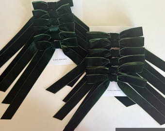 Velvet Bows for Christmas Tree- Clip-On Ornament Set of 8