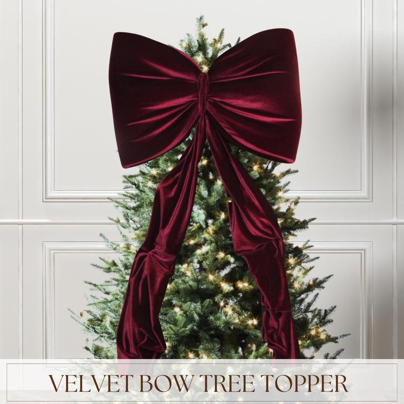 Oversized Burgundy Velvet Bow for tree, Christmas Tree Bow, Christmas Decor, Birthday, Bridal Shower, Bachelorette, Party Decor, Coquette image 7