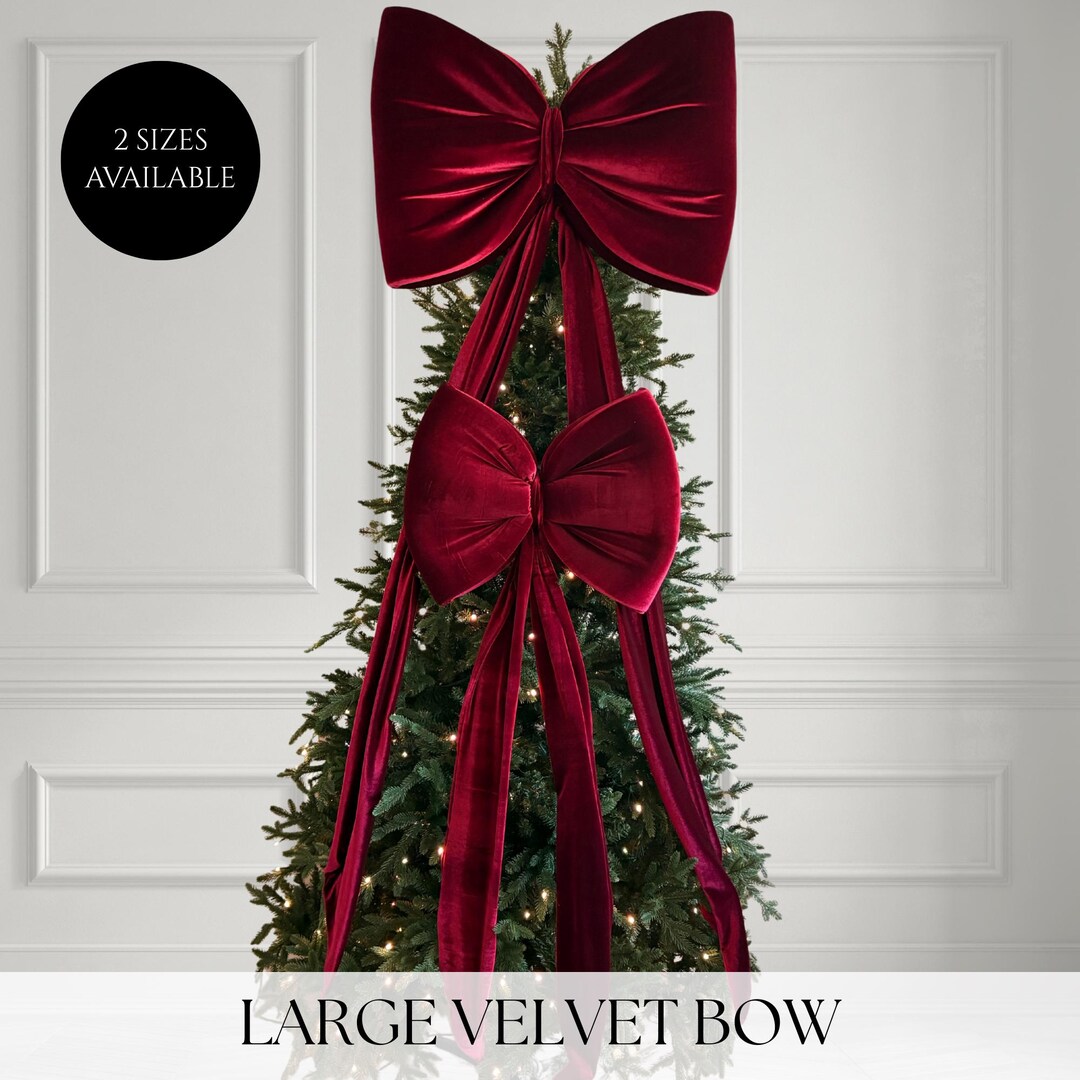 Large Burgundy Velvet Bow for Christmas Tree Bow, Holiday Decoration ...