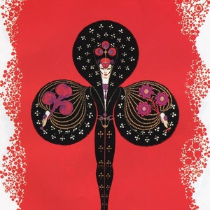 Stampa vintage originale Erte Art Deco della carta seme degli assi del 1978 carta Erte di fiori e quadri stampa vintage fronte-retro