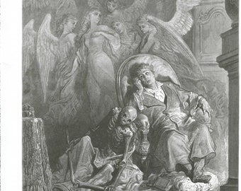 Gustave Dore Engraving – The Raven   Dore Print   Edgar Allan Poe – Metal Engraving   Wall Art Print   Gustave Dore Print   11