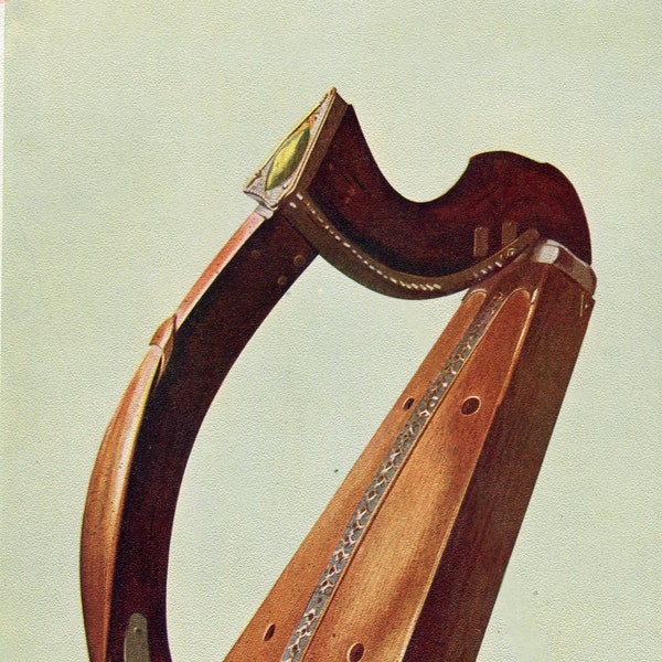 1921 Lamont Harp Original Antique Print from Alfred Hipkins and William Gibb   Antique Stringed Instrument   Highland Harp   3