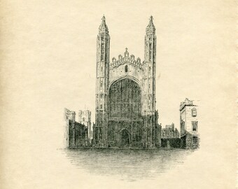 Blackall   Kings College Chapel Print   Cambridge University Print   Vintage Cambridge Print   University Print   Cambridge Art Print - 8