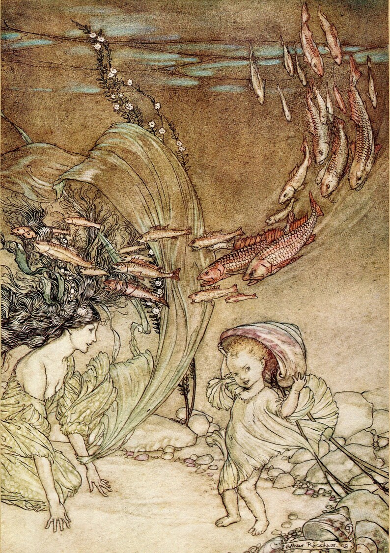 Original Antique Book Plate by Rackham Arthur Rackham Undine Antique Print From a 1st Edition Dated 1912 Arthur Rackham Print