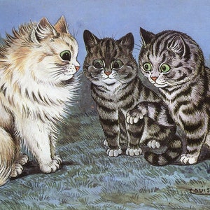 Louis Wain   Cat Print   Cat Art   Wain Cat   Gang of cats   Louis Wain Cat - Amusing Cat Print - Mischievous cats
