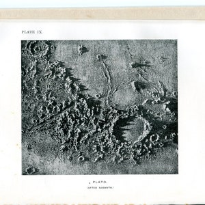 1920 Original Antique Print   Antique Astronomy Print   Lunar Crater print   Moon print    Plato   Plato print - Robert Ball Astronomy