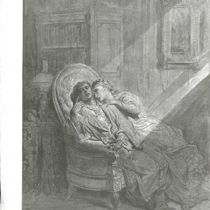 Gustave Dore Engraving – The Raven   Dore Print   Edgar Allan Poe   Book Illustration – Metal Engraving  Gothic Art   Gustave Dore Print