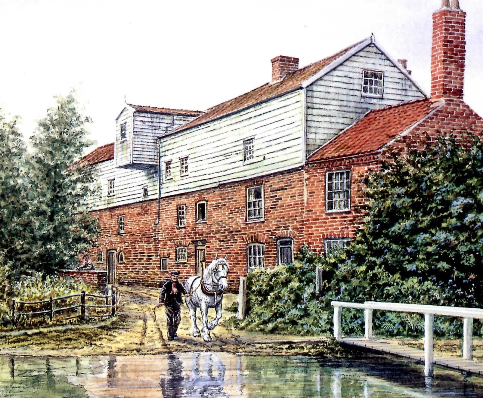 Mick Bensley Original Vintage Print of Norfolk Dated 1990 - Goggs Mill Hempton by marine and landscape artist Mick Bensley - 9