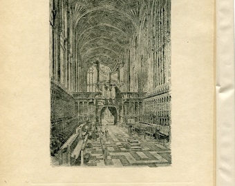 Blackall   Kings College Chapel   Cambridge University Print   Vintage Cambridge Print   University Print   Cambridge Art Print   1