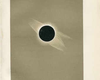 1910 Original Antique Print   Antique Astronomy Print   Solar Eclipse print   Sun print   Celestial Art   Eclipse