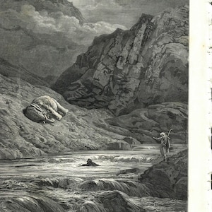 Gustave Dore Engraving - The Two Adventurers and the Talisman by La Fontaine - Dore Print - Book Illustration - 1880 - Metal Engraving - 232