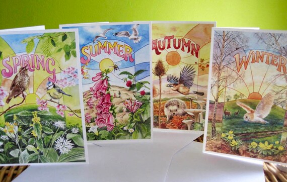 Four Seasons set of cards Etsy
