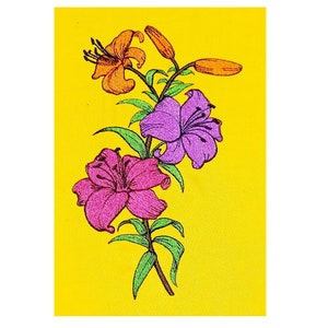 Lilly Embroidery Design, Lilies, Lilly Flowers, Machine Embroidery File, 2 Sizes, Floral Embroidery Design, 3 Designs in 1