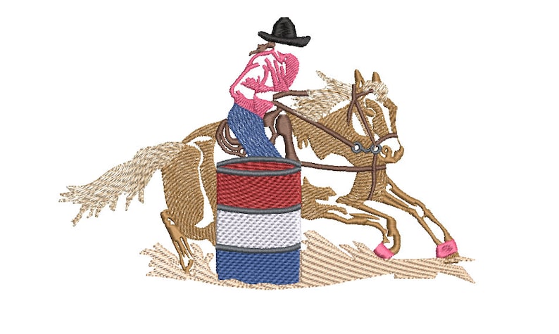 Cowgirl Barrel Racing EMBROIDERY Design, Cowgirl Western Design, Horse Embroidery Designs, 6 Sizes, Cowboy Western Riding, Cowboys, Horses image 1