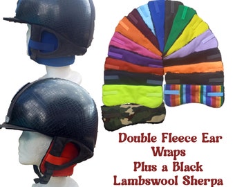 Riding hat ear warmers muffs with Double Fleece, Lambswool Sherpa Soft Fleece lining, Kids, Adults equestrian, Riding Helmet, Bike Helmet