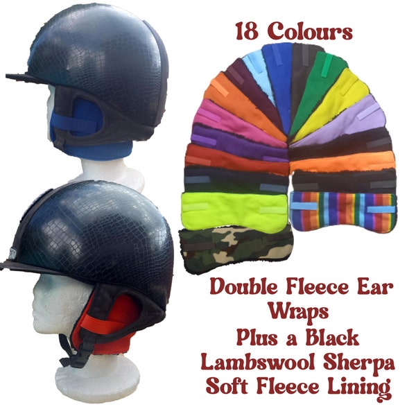 Riding hat ear warmers muffs with Double Fleece, Lambswool Sherpa Soft Fleece lining, Kids, Adults equestrian, Riding Helmet, Bike Helmet