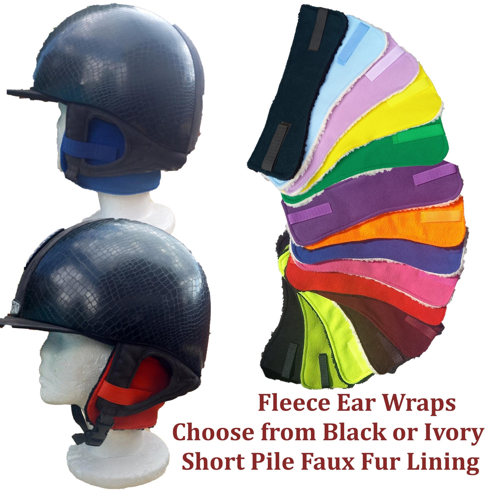 Riding hat ear warmers fleece with Sherpa fleece CHOOSE YOUR COLOR horses WINTER 