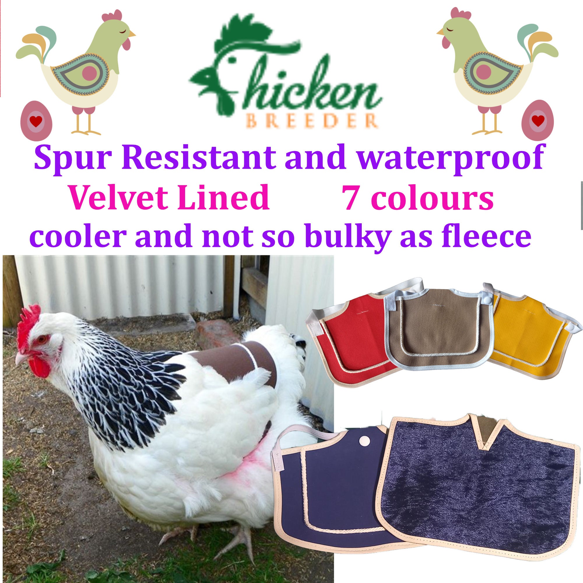 Ruzida Chicken Saddle Hen Apron with Elastic Strap Poultry Protector for Small Medium Large Hens Pet Supplies 