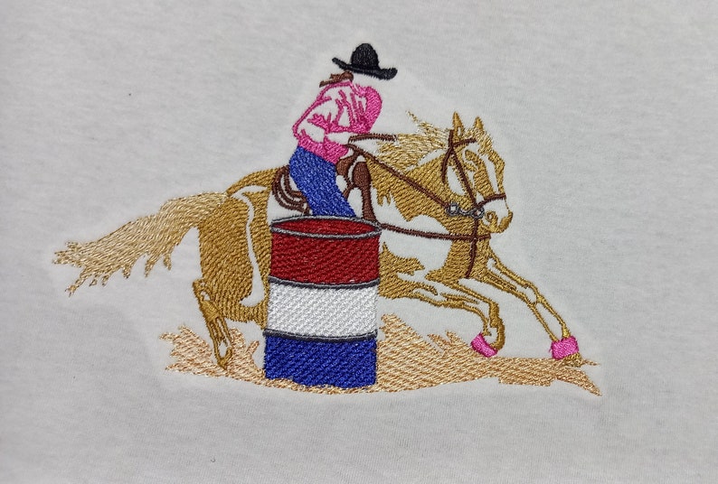 Cowgirl Barrel Racing EMBROIDERY Design, Cowgirl Western Design, Horse Embroidery Designs, 6 Sizes, Cowboy Western Riding, Cowboys, Horses image 2