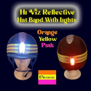 Riding Hat Hi Viz Fluorescent Hat Band With Lights Orange Yellow Pink Equestrian, Horse Riding Safety Equestrian