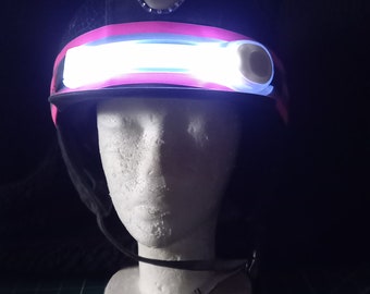 Bande de chapeau haute visibilité avec lumières LED | Réfléchissant | Sécurité de l'équitation | Bande de chapeau haute visibilité équestre, jaune fluo rose orange élastique