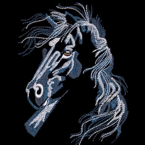 Horse Head EMBROIDERY Design, Horse Embroidery Designs, Equine Head Design, Horse Embroidery Pattern, Black Horse Friesian , 6 Sizes