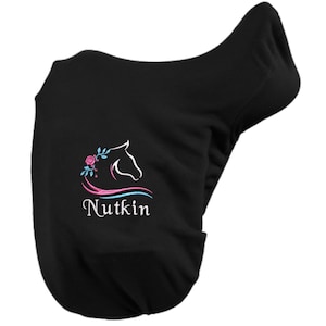Embroidered Personalised Fleece Saddle Cover, 3 Colours, Custom Made