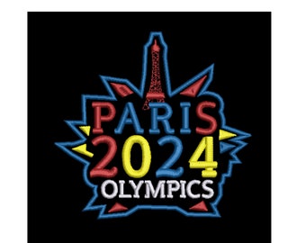 Fichier de broderie des Jeux olympiques de Paris 2024, Design original, Jeux olympiques de France, Jeux olympiques de Paris, Jeux olympiques d'été, Tour Eiffel, Design coloré