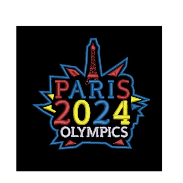 Fichier de broderie des Jeux olympiques de Paris 2024, Design original, Jeux olympiques de France, Jeux olympiques de Paris, Jeux olympiques d'été, Tour Eiffel, Design coloré
