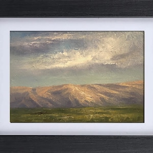 Mini Framed Oil Painting - ORIGINAL Smoky Mountains Art, Cades Cove TN, Textured Mountain Painting, Handmade Rustic Farmhouse Decor, 5.5x7”