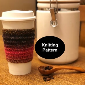 Knitting PDF Pattern for a Cup Cozy or Cup Sleeve in Garter Stitch Ridge