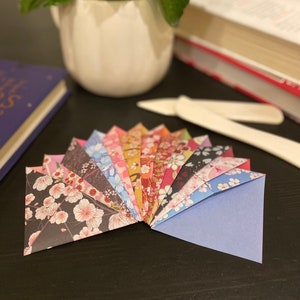 Hand Folded Paper Origami Corner Bookmark, Traditional Japanese Motifs, Assorted Sets of 6 or 12