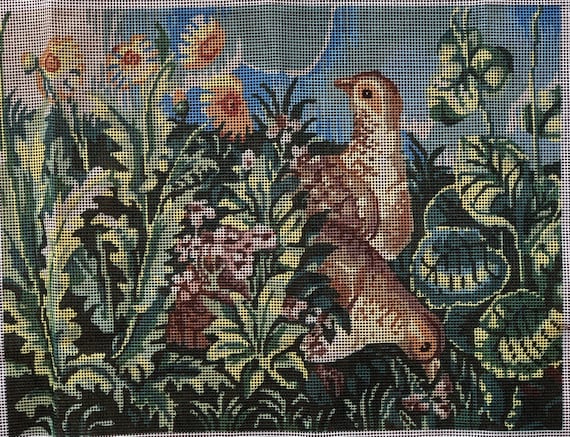 Needlepoint Canvas Depicting Two Birds - An adaptation of an art work from The Metropolitan Museum of Art (Vintage)