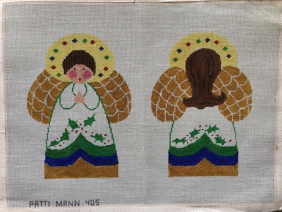 Hand painted Needlepoint Canvas - Angel Christmas Tree Topper