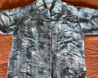 Vintage Men's M Knightsbirdge Hawaiian Cocktail Shirt Coconut Shell Buttons