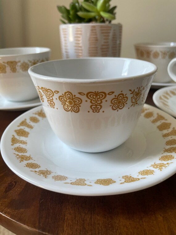 Gold Butterfly Corning Corelle Tea Cups and Saucers Set of 4 Etsy