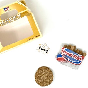 Pizza French Fries Hamburger Fast Food Yellow White Personalized Dog Tag | Cat Tag | Pet Tag