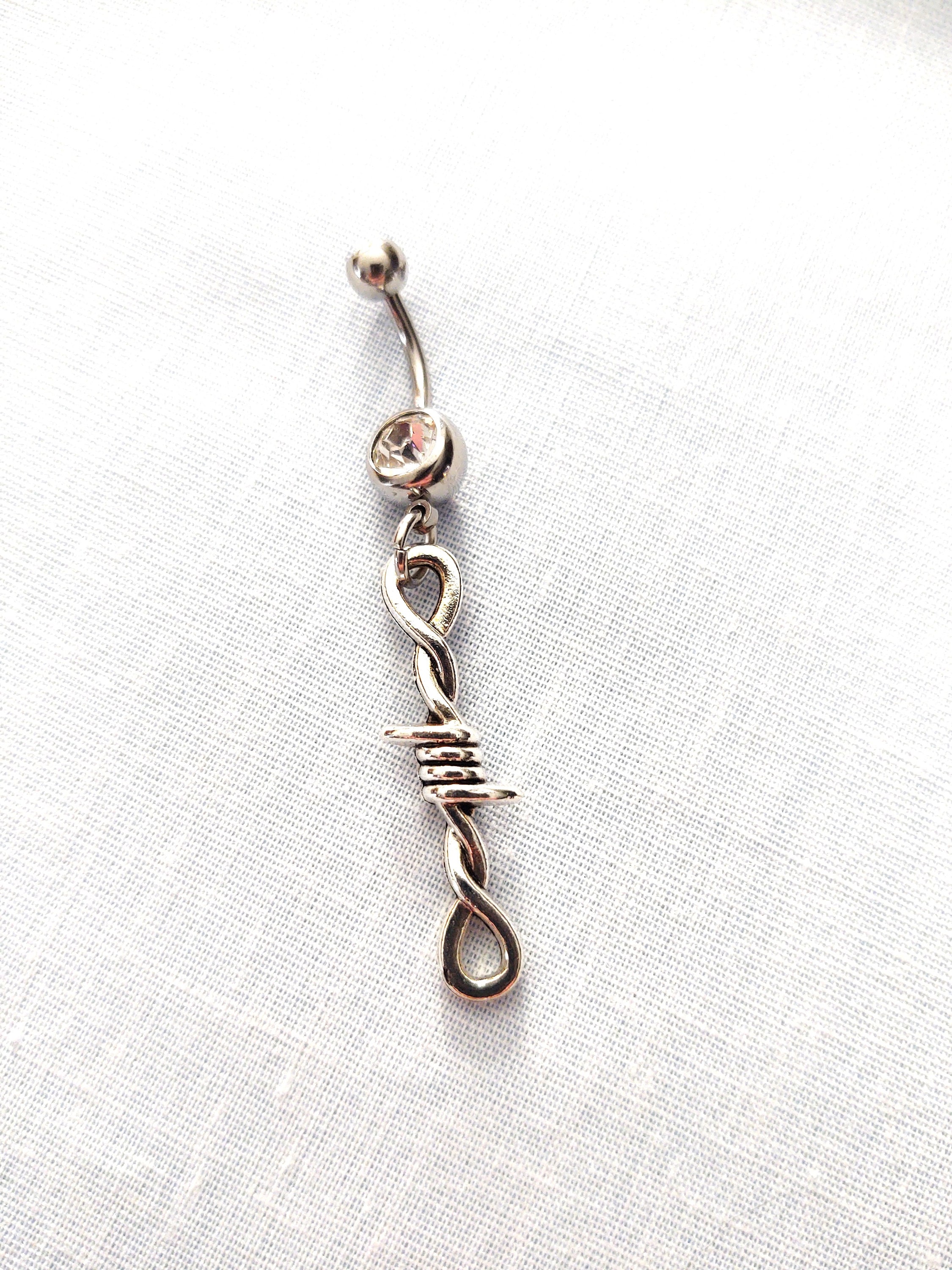 Barb Wire Infinity Link Silver Tone Color Charm Dangling on Clear ...