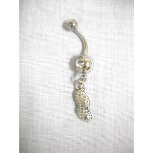 May include: Silver belly button ring with a peanut charm.