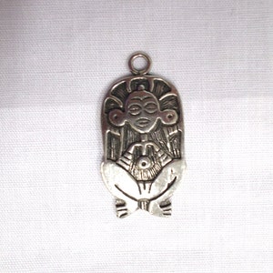 Taino Indian Petroglyph CAGUANA Goddess Pewter Pendant on Adjustable Cord Necklace Symbol for Fresh Water Earth Fertility