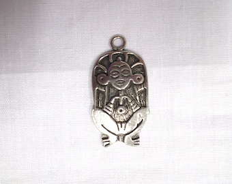 Taino Indian Petroglyph CAGUANA Goddess Pewter Pendant on Adjustable Cord Necklace Symbol for Fresh Water Earth Fertility