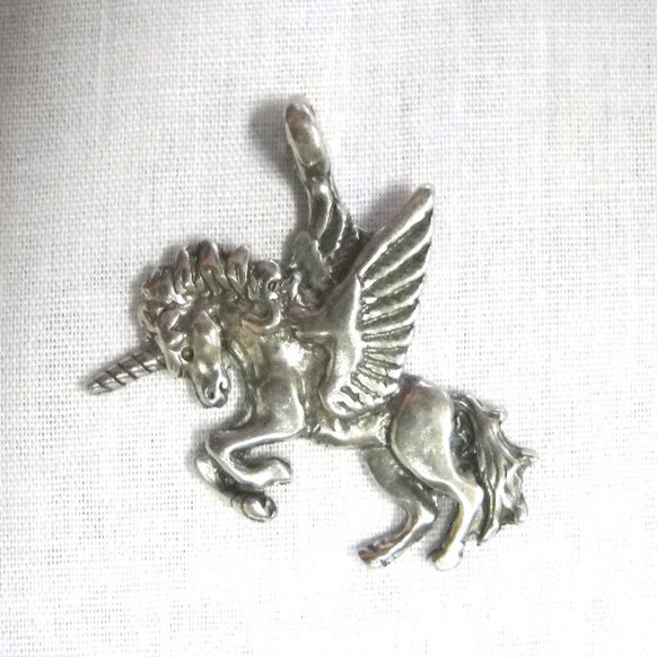 Mythological Gorgeous Fantasy PEGACORN Unicorn Pegasus Horse Mystical Creature Pewter Pendant Adj Cord Necklace