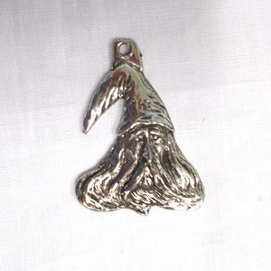 MERLIN WIZARD Magician in Moon & Star Cap Raised Face Casting Spells American Pewter Pendant on Adjustable Cord Necklace