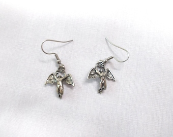 Icarus Flight Angel Wings Led Zep Pewter Detailed Rock & Roll Dangling Pair of Charm Earrings